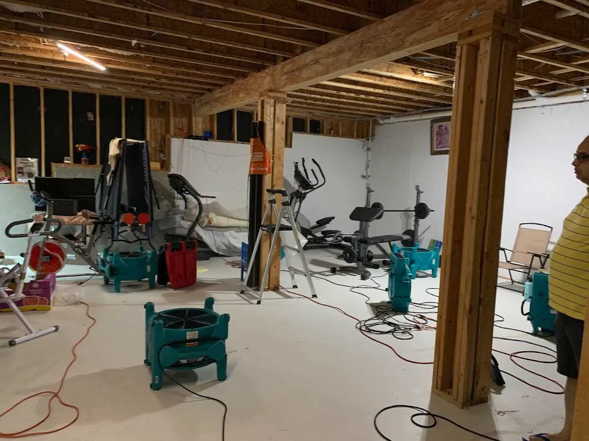 Basement drying equipment setup for Structural Drying in Wyoming